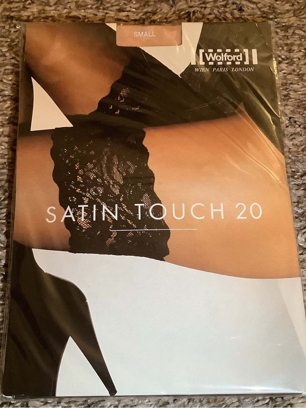 Wolford satin touch 20 thigh high stay up stockings, color gobi, size: S